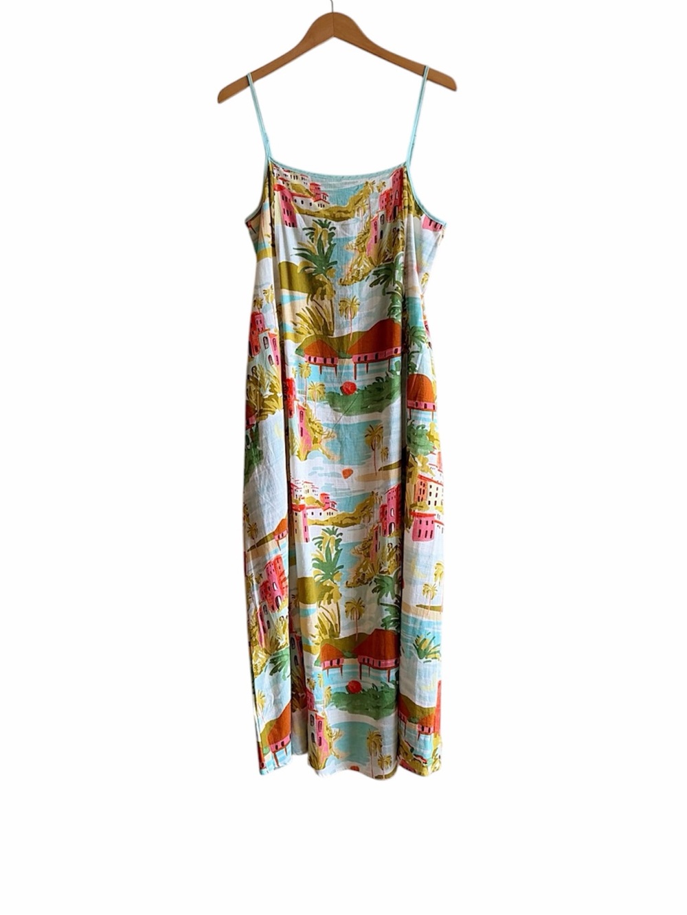 Label of Love Anthro tropical beach print dress size L large NEW